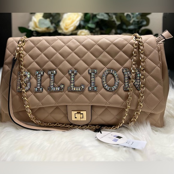 Billion Dollar Embellished Quilted traveling everyday large tote - Picture 4 of 17